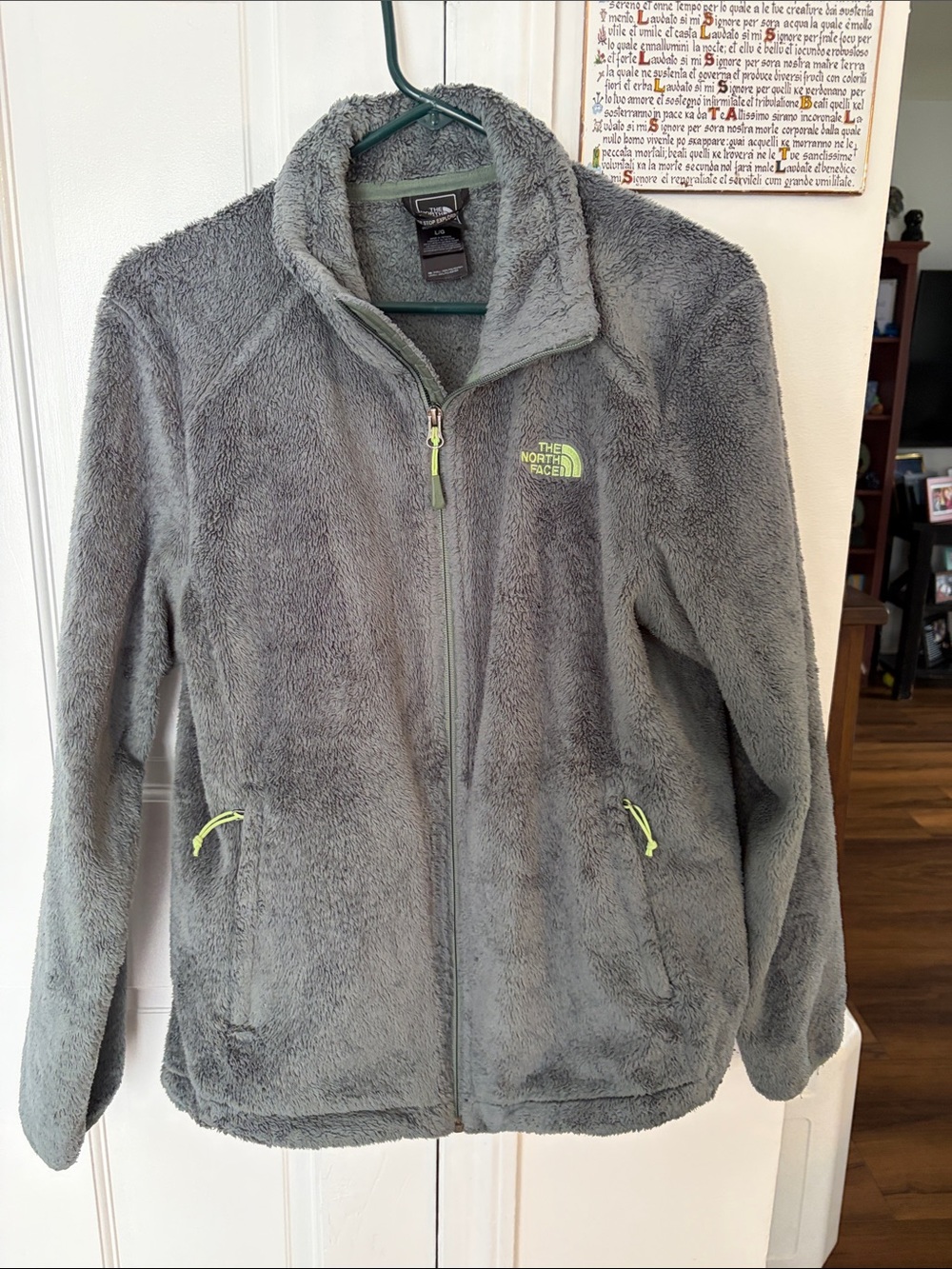 The North Face Women's Green Fleece Jacket with Lime Accents